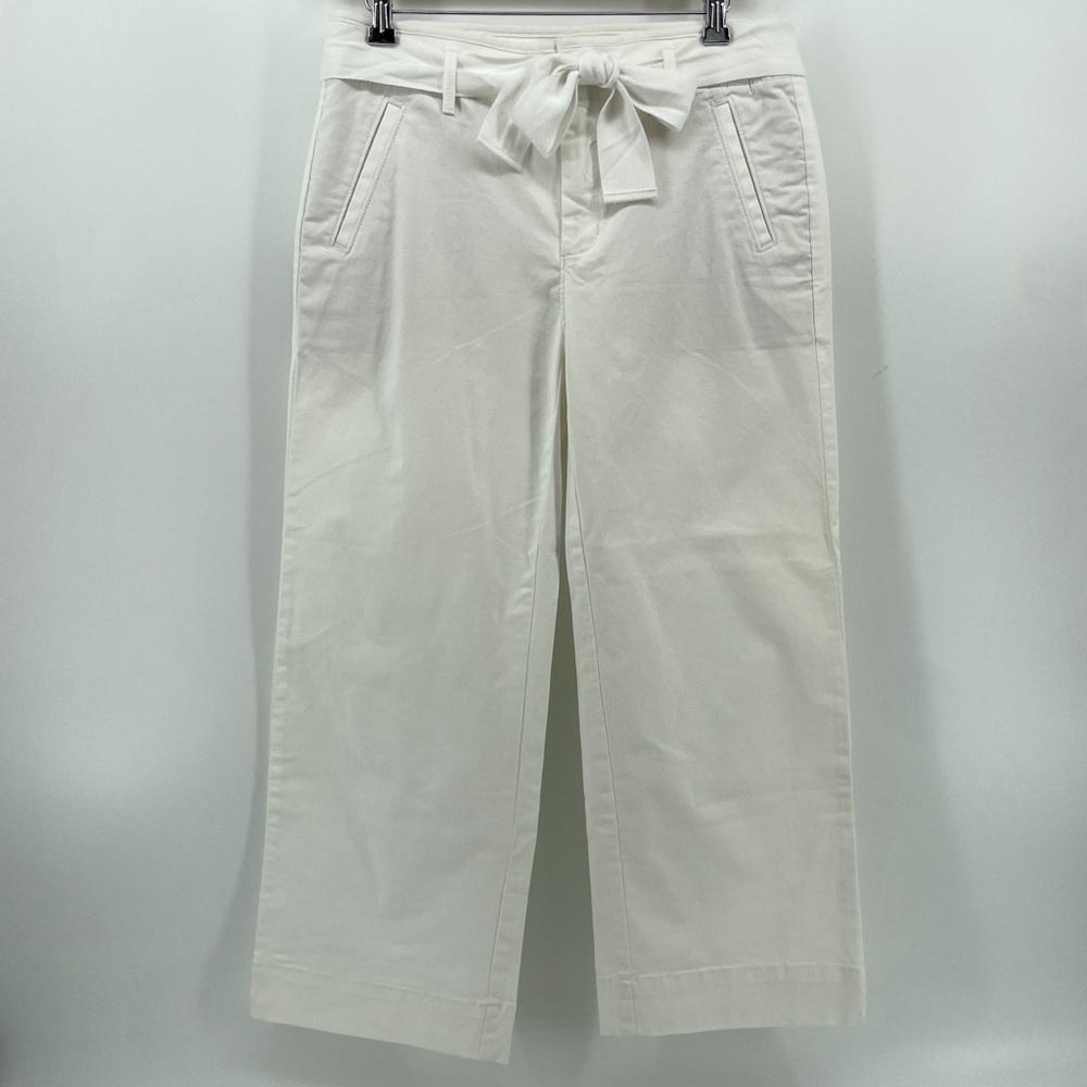 Loft Pants White Cotton Belted 4 New